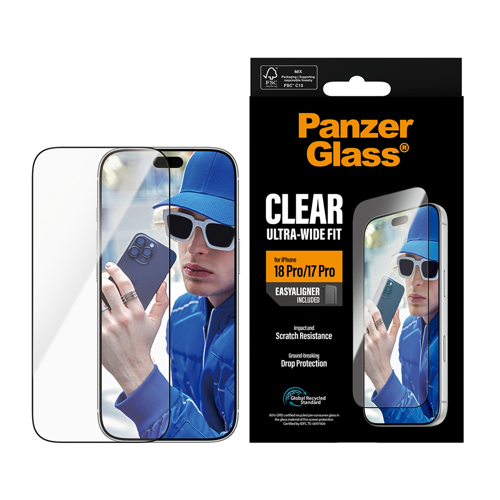 PanzerGlass® Skærmbeskyttelse iPhone 18 Pro | 17 Pro | Ultra-Wide Fit m. EasyAligner